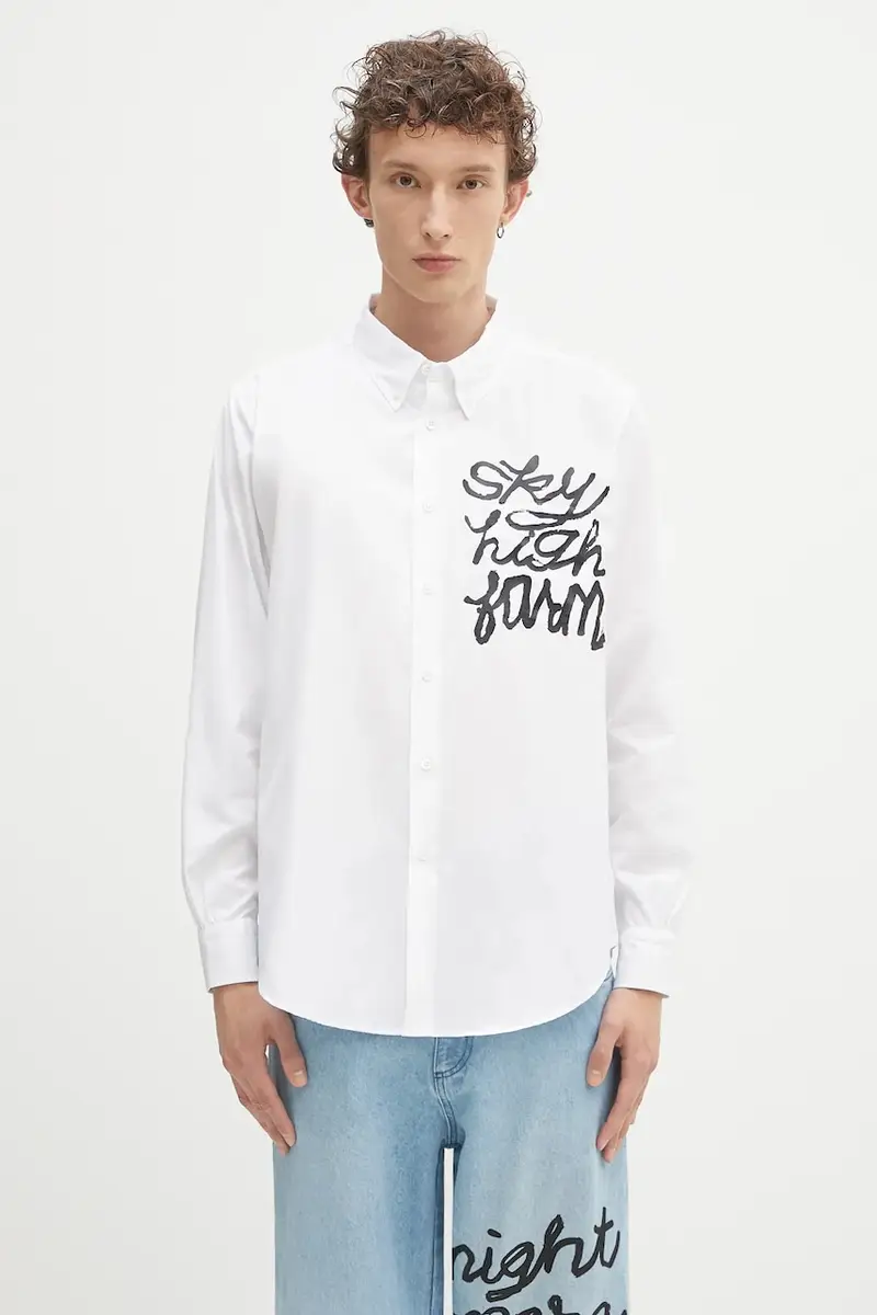 camicia in cotone SHF overprint button down uomo colore bianco SHF07B003