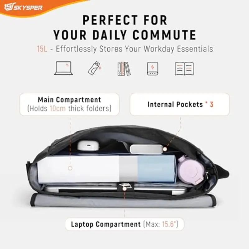 SKYSPER Borsa a tracolla Donna Nero 1098025 miniatura 3