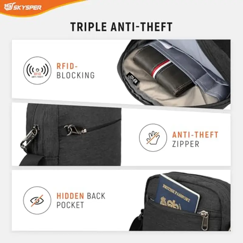 SKYSPER Borsa messenger Uomo Nero 799730 miniatura 2