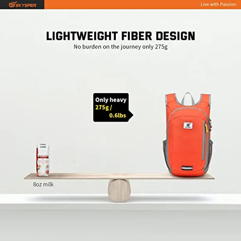 SKYSPER Zaino Leggero Pieghevole 10L, Zainetto Richiudibile Zaino Hiking Salvaspazio per Trekking Viaggi Brevi Escursioni Ciclismo miniatura 2