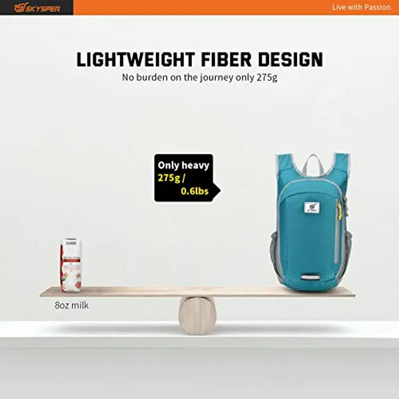 SKYSPER Zaino Leggero Pieghevole 10L, Zainetto Richiudibile Zaino Hiking Salvaspazio per Trekking Viaggi Brevi Escursioni Ciclismo miniatura 2