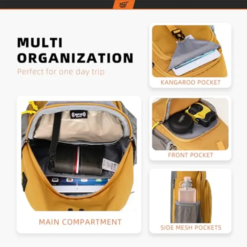 SKYSPER Zaino Monospalla Uomo Antifurto Zaino a Tracolla Piccolo Sportivo con RFID Borsa per Viaggio Escursionismo Ciclismo miniatura 2