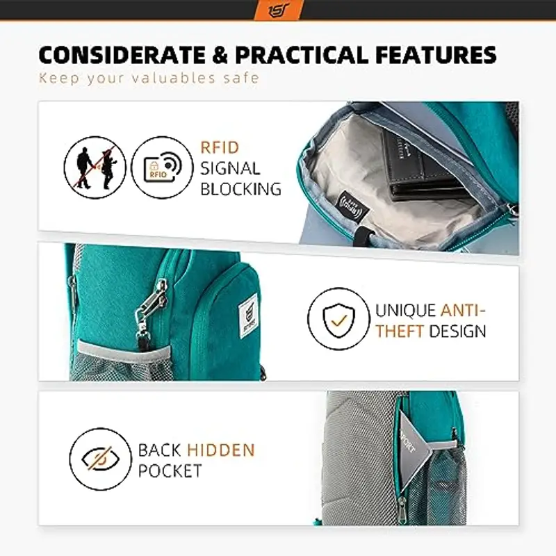 SKYSPER Zaino Monospalla Uomo Antifurto Zaino a Tracolla Piccolo Sportivo con RFID Borsa per Viaggio Escursionismo Ciclismo miniatura 3