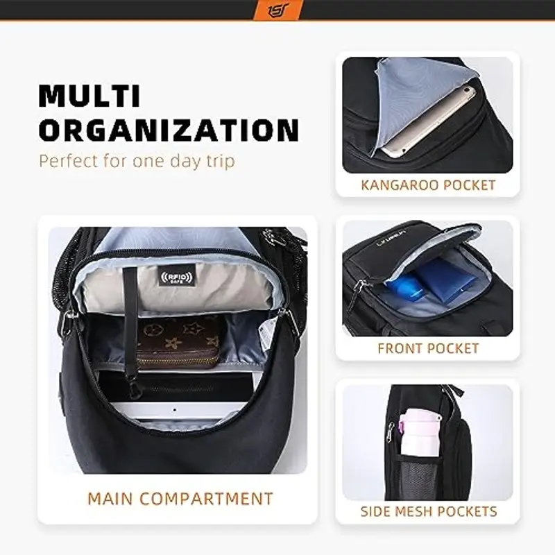 SKYSPER Zaino Monospalla Uomo Antifurto Zaino a Tracolla Piccolo Sportivo con RFID Borsa per Viaggio Escursionismo Ciclismo miniatura 2