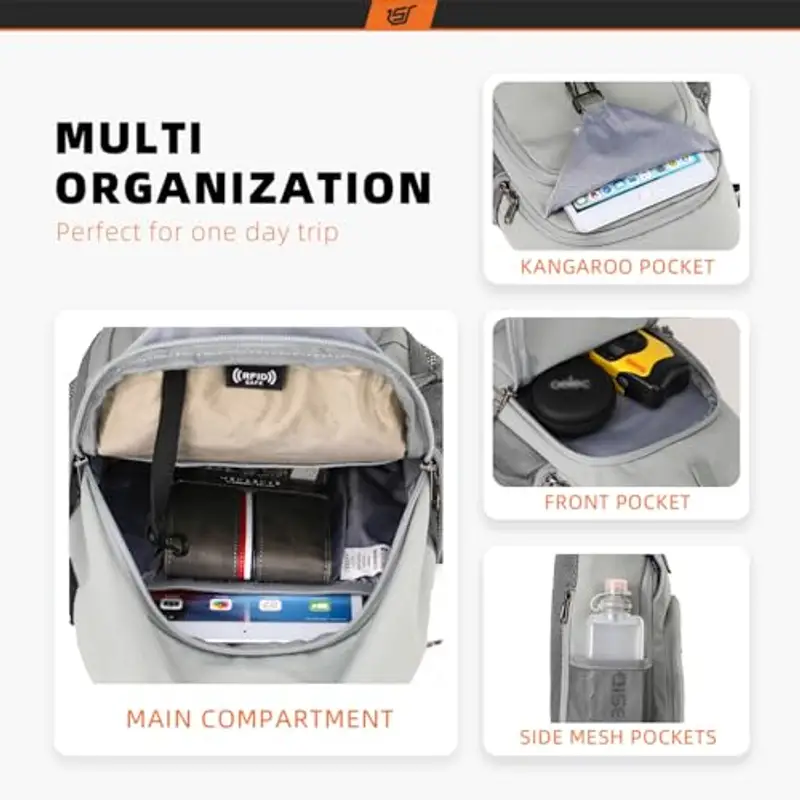 SKYSPER Zaino Monospalla Uomo Antifurto Zaino a Tracolla Piccolo Sportivo con RFID Borsa per Viaggio Escursionismo Ciclismo miniatura 2