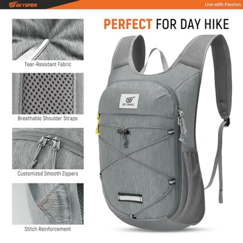 SKYSPER Zaino Trekking 10L Ultraleggero Pieghevole, Piccolo per Uomo Donna, da Viaggio Escursione Gita Bici miniatura 3