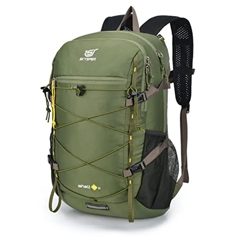 SKYSPER Zaino Ultraleggero Pieghevole, 30L con Strisce Riflettenti da Trekking, Hiking Escursione Viaggio Uomo Donna ISHE30-Grigio