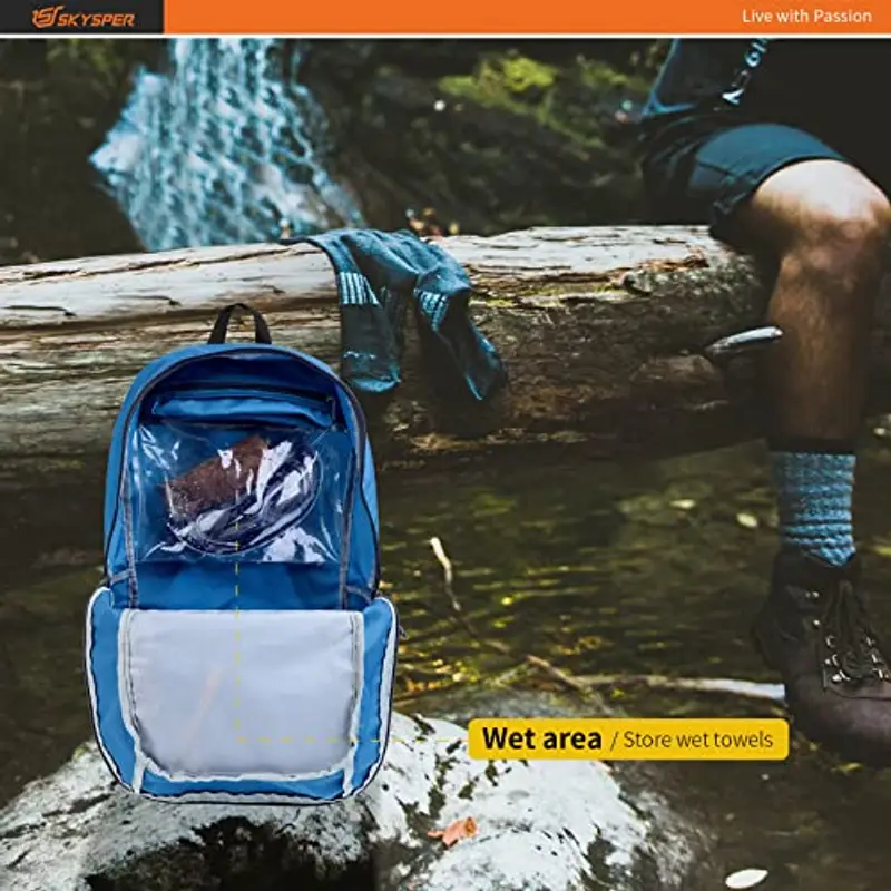 SKYSPER Zaino Ultraleggero Pieghevole 30L, Resistente all'Acqua Con Strisce Riflettenti per Trekking, Hiking, Escursione, Viaggio - Uomo Donna, Zaffiro miniatura 2