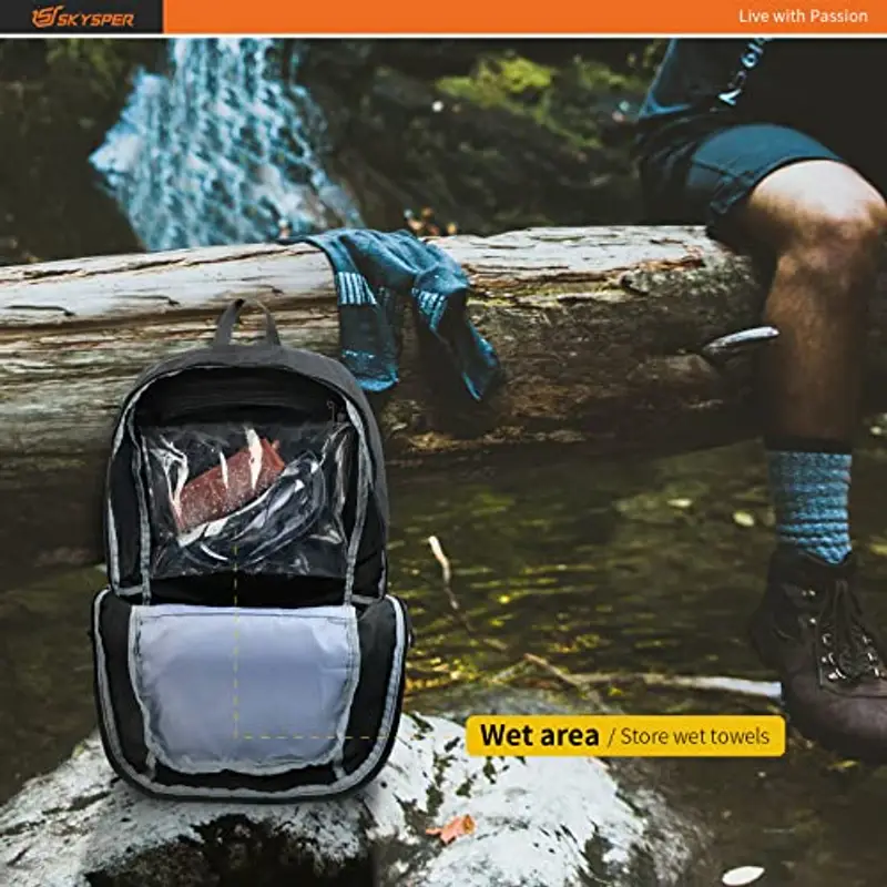 SKYSPER Zaino Ultraleggero Pieghevole, Zaino Ripiegabile 30L Resistente all'Acqua con Strisce Riflettenti Zaino da Trekking per Hiking Escursione Viaggio Uomo Donna, Nero miniatura 2