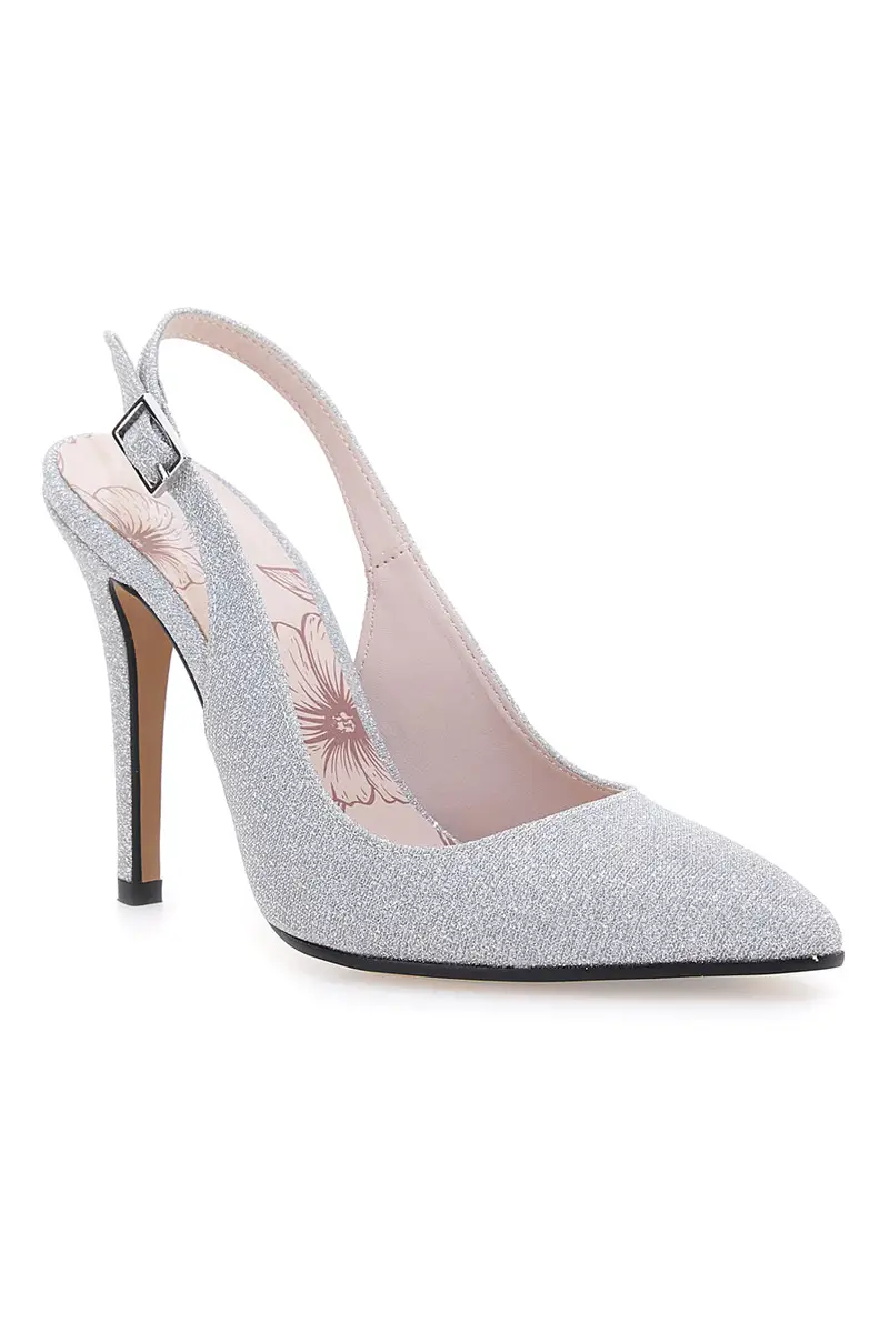 Slingback argento glitter con tacco alto Pittarello Romantic 5425 miniatura 3
