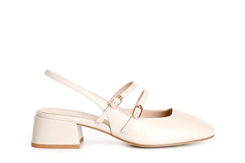 slingback in nappa due fibbie laccio dietro beige 36