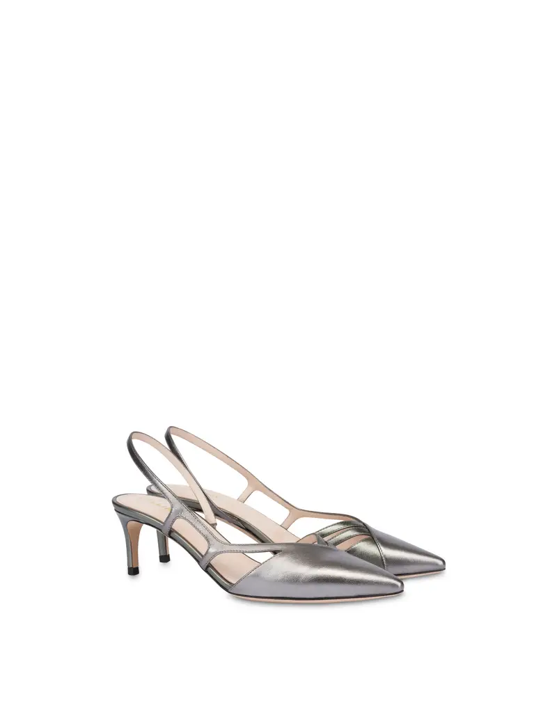 Slingback in nappa laminata Oblique ARGENTO, 37, Pollini miniatura 2