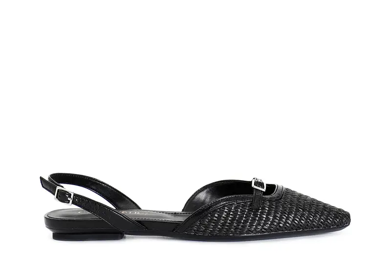 slingback in paglia intrecciata nero