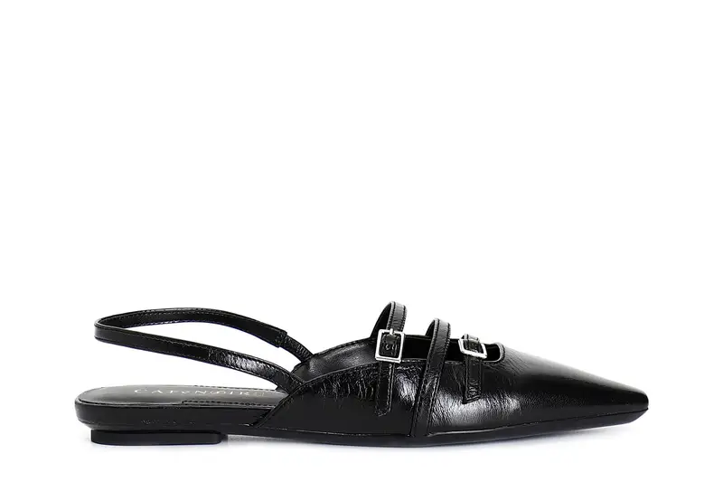 slingback in pelle con cinturini nero 35