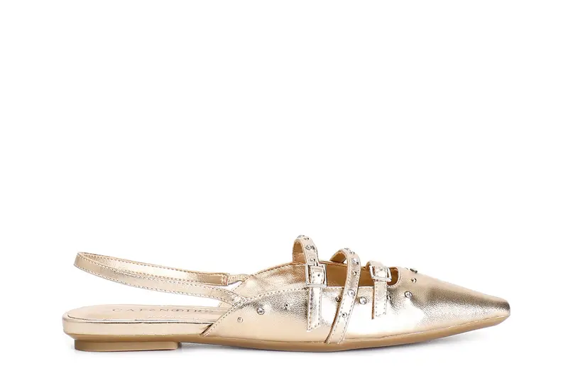 slingback in pelle laminata con borchie e strass platino 39