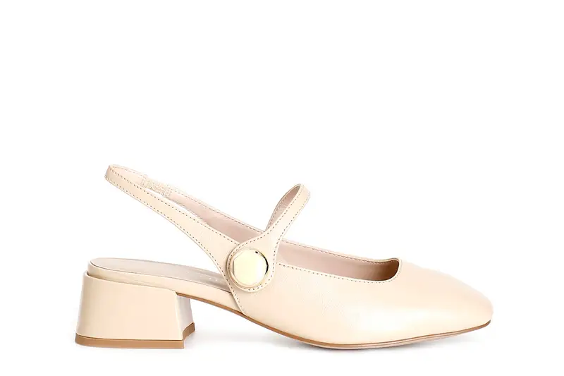 slingback in pelle vernice con accessorio bottone beige 40