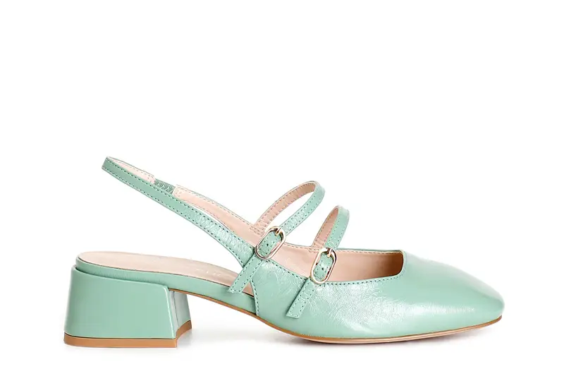 slingback in pelle vernice due fibbie laccio dietro salvia