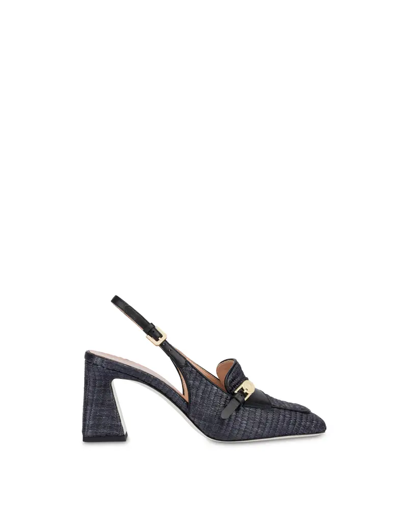 Slingback in rafia Moorland BLACK/BLACK, 38, Pollini
