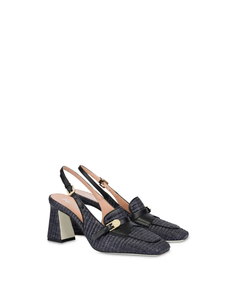 Slingback in rafia Moorland BLACK/BLACK, 38, Pollini miniatura 2