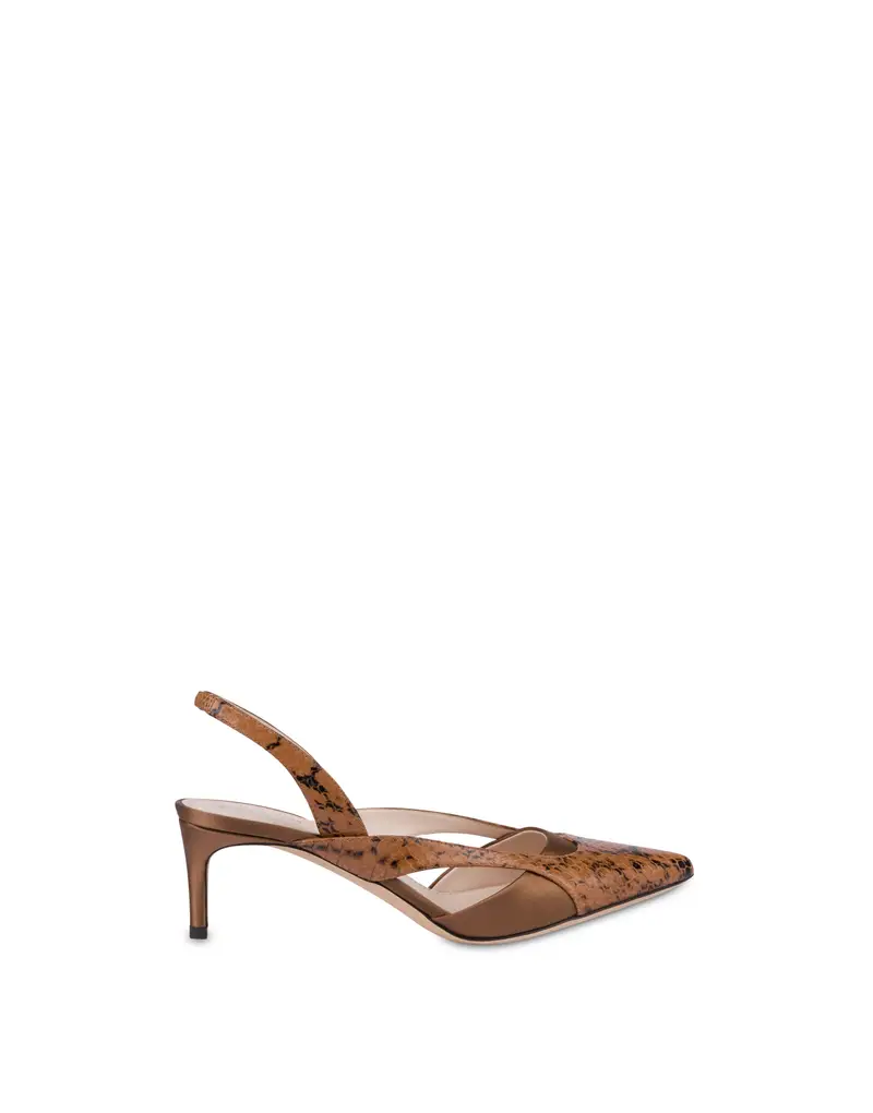 Slingback in raso e vitello Domino MOKA, 36, Pollini