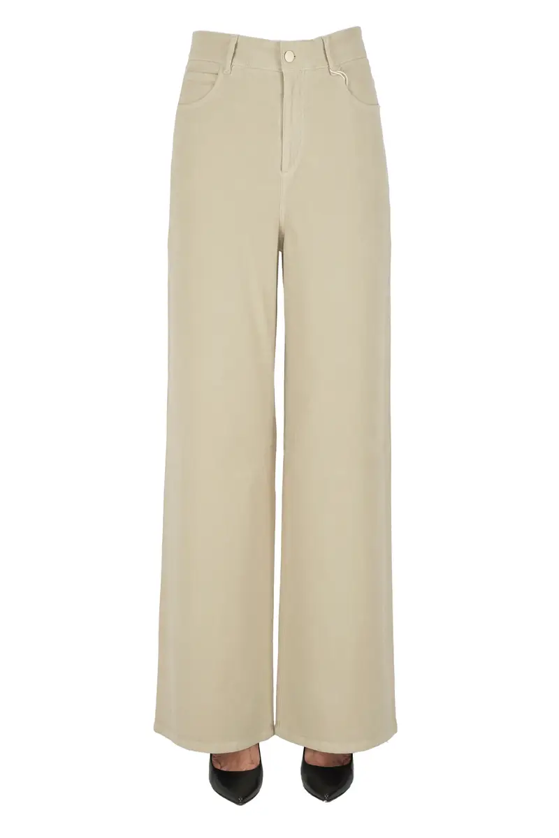 Pantaloni a palazzo in fustagno Beige