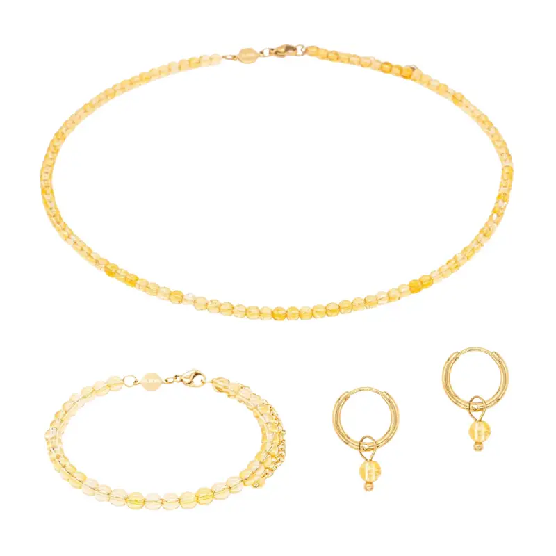 Collana, bracciale e orecchini in pietra Citrina donna Sloya Serena