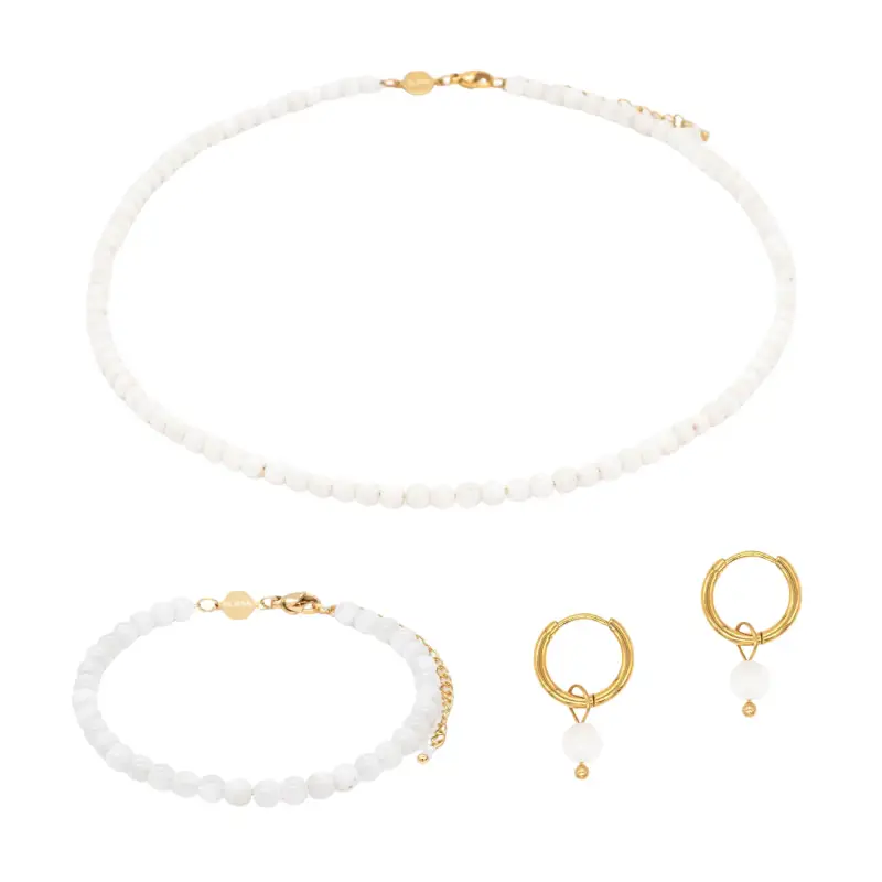 Collana, bracciale e orecchini in pietra di luna donna Sloya Serena