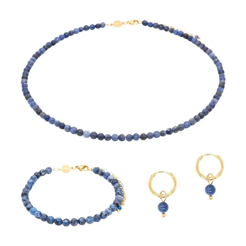 Collana, bracciale e orecchini in pietra sodalite donna Sloya Serena