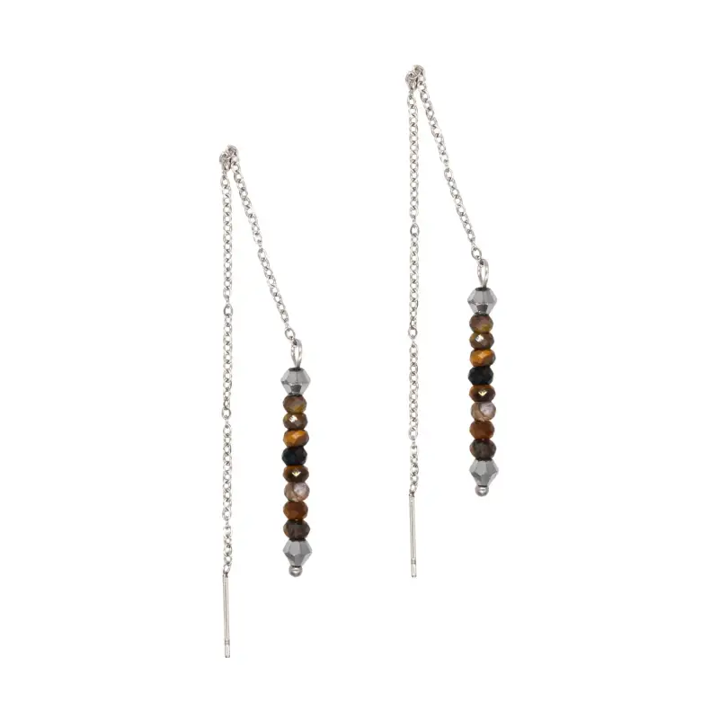 Orecchini pendenti in pietre Occhio di Tigre donna Sloya Lumia