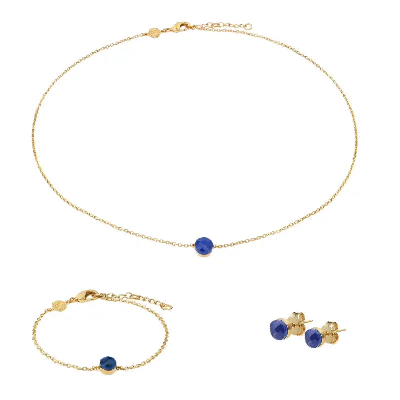 Set collana, bracciale e orecchini in lapislazzuli donna Sloya Aurora