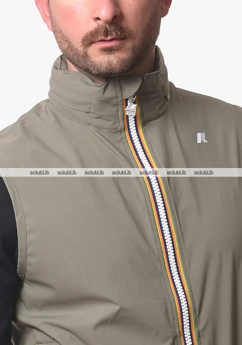 Smanicato Kway uomo verde muschio Valen stretch dot