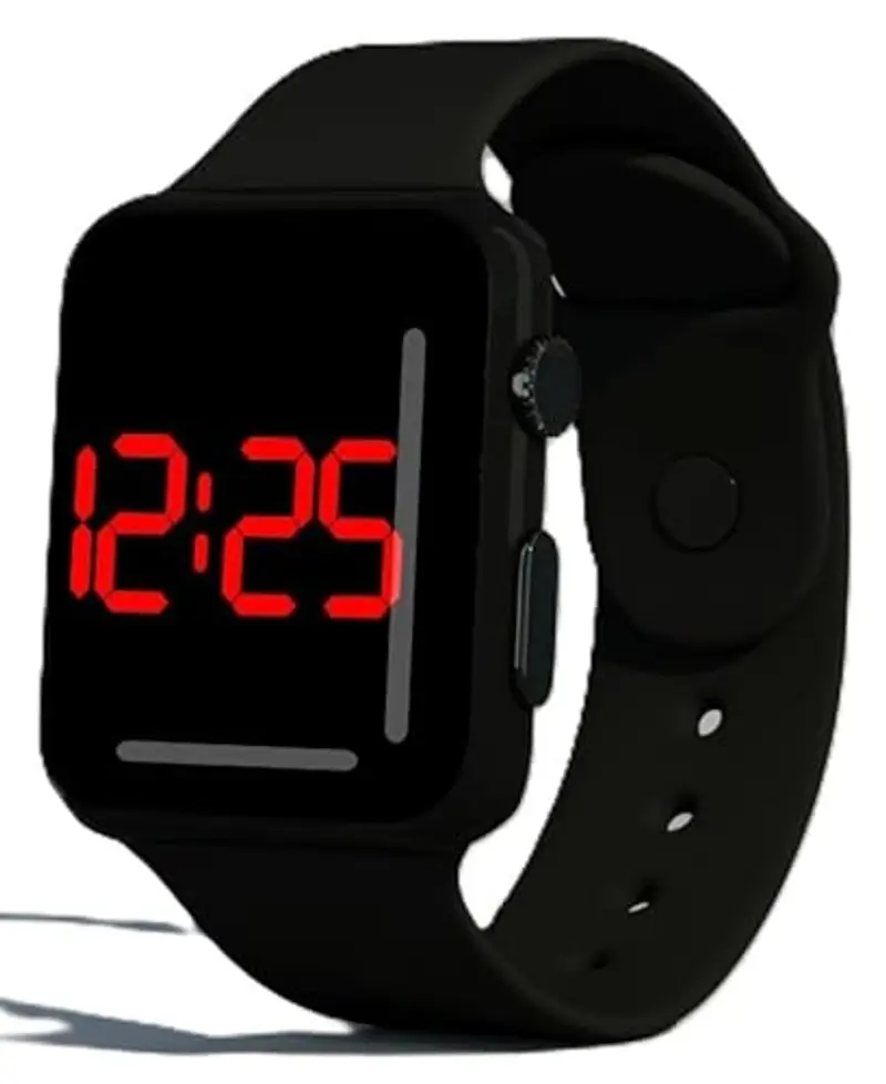 SMART-J – Orologio Digitale LED Unisex Glow Time | Display Rosso su Nero, Cinturino Colorato Regolabile in Silicone |