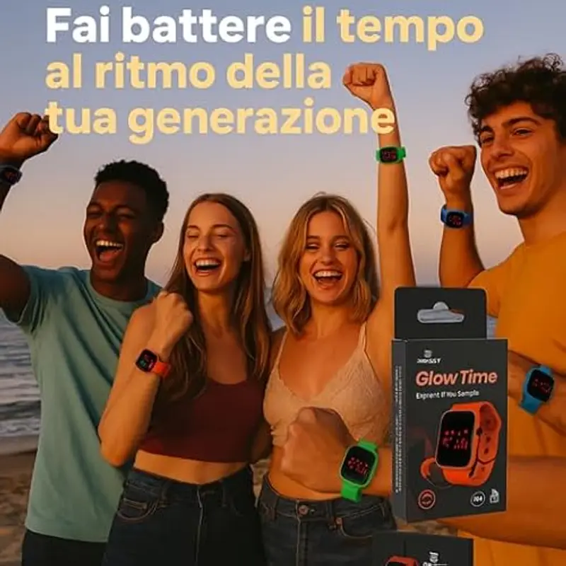 SMART-J – Orologio Digitale LED Unisex Glow Time | Display Rosso su Nero, Cinturino Colorato Regolabile in Silicone | miniatura 2