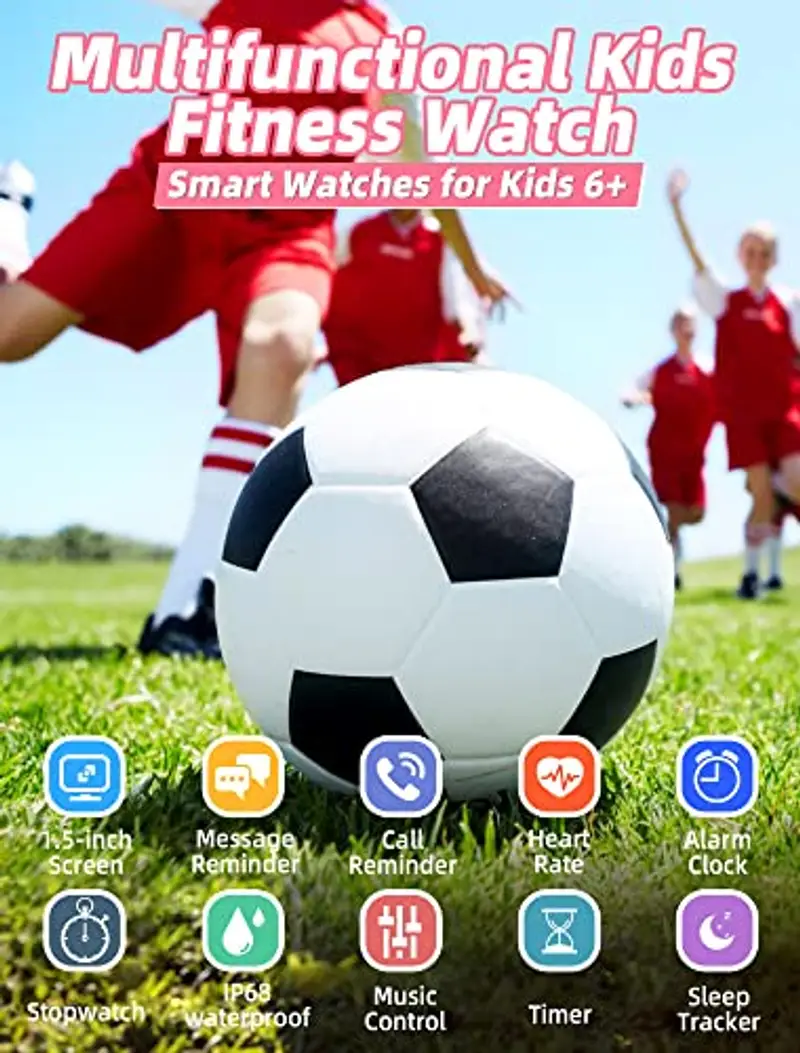 Smart Watch per bambini, IP68 impermeabile per bambini Fitness Activity Tracker Watch, cardiofrequenzimetro, 8 modalità sport, Pedometri, Frequenza Cardiaca, Monitor Del Sonno, Regalo per Ragazzi Ragazz miniatura 2