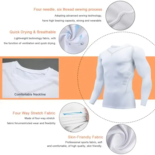 Smatstyle Maglietta Compressione Uomo Traspirante da Asciugatura Rapida Maglia Termica Manica Lunga per Allenamento miniatura 3