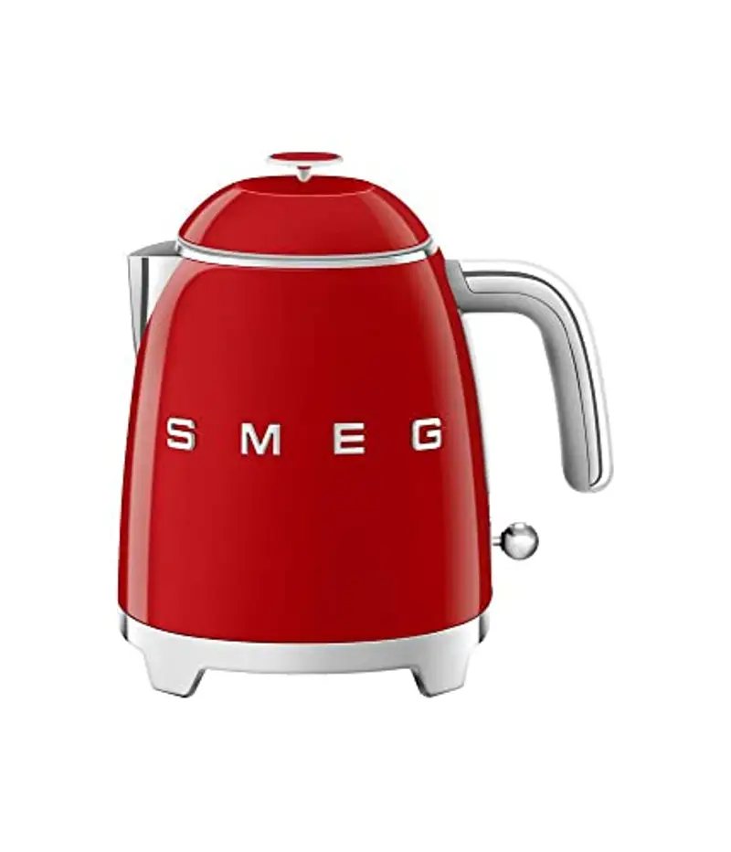 Smeg, Bollitore Elettrico Piccolo KLF05RDEU 0,8 L, Filtro Acciaio Inox, Autospegnimento di Sicurezza, Indicatore