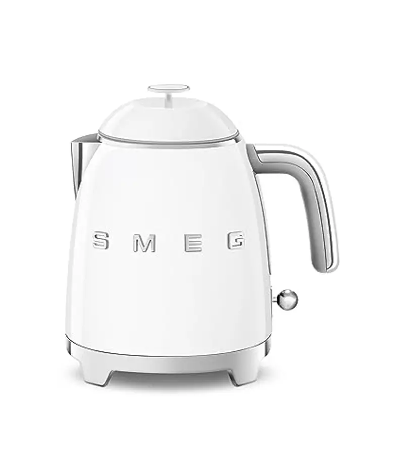 Smeg, Bollitore Elettrico Piccolo KLF05WHEU 0,8 L, Filtro in Acciaio Inox, Autospegnimento di Sicurezza, Indicatore