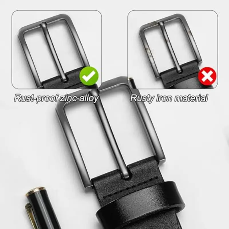 Smomend Cintura Uomo e Donna, Cintura in Pelle Reversibile 3.8cm, Fibbia a Vite, Regolabile, Nero, 17*6cm miniatura 3