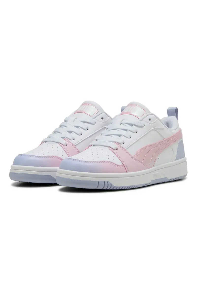 Snaakers Bianche e Dettagli Rosa e Lilla Puma Rebound V6 Lo Blurry Dreams Jr miniatura 2