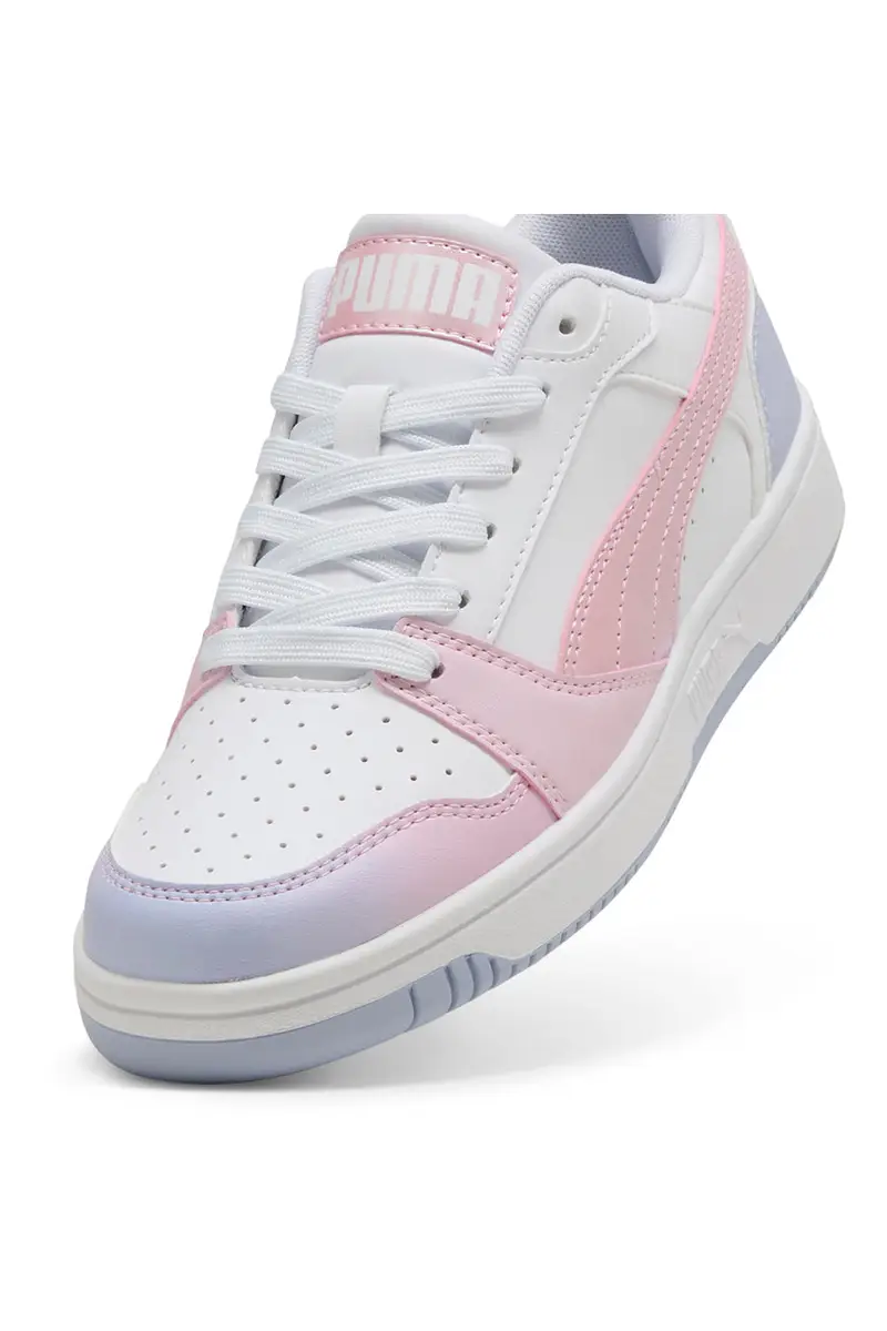 Snaakers Bianche e Dettagli Rosa e Lilla Puma Rebound V6 Lo Blurry Dreams Jr miniatura 3