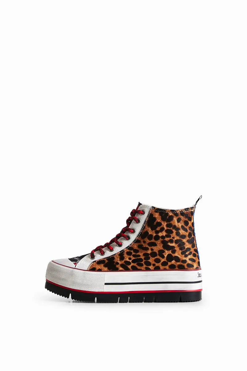Sneaker alte plateau stampa animalier