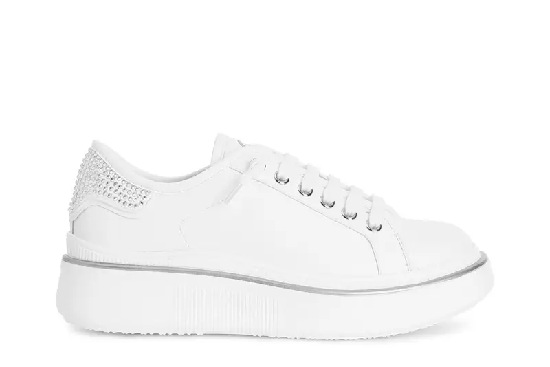 sneaker in pelle con micro strass bianco 39