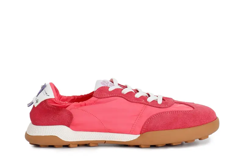 sneakers allacciata in tessuto nylon e pelle scamosciata fuxia 36