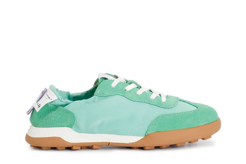 sneakers allacciata in tessuto nylon e pelle scamosciata verde 37