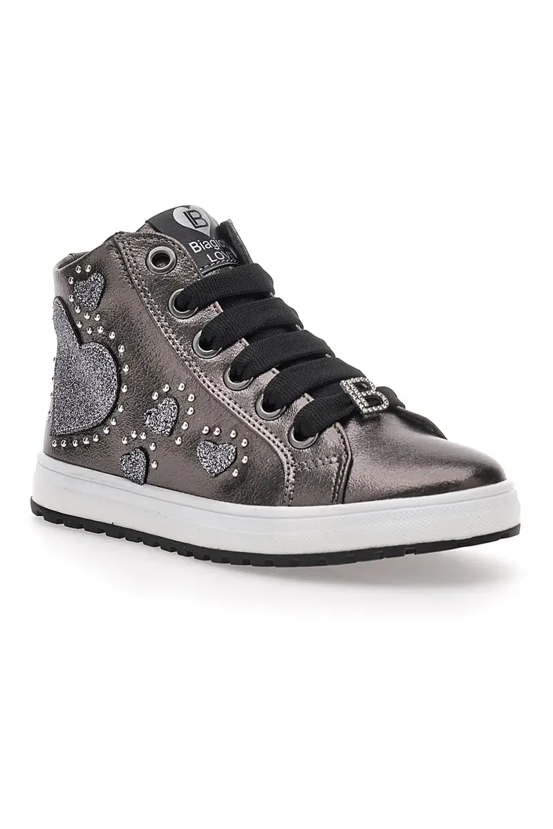 Sneakers Argento con Cerniera e Cuori Glitterati Laura Biagiotti 87049386 da Bambina miniatura 2