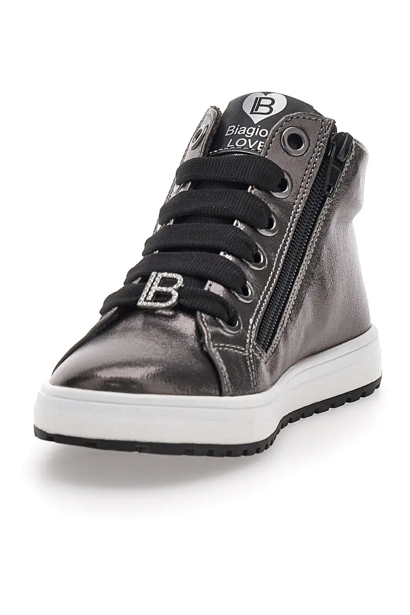 Sneakers Argento con Cerniera e Cuori Glitterati Laura Biagiotti 87049386 da Bambina miniatura 3