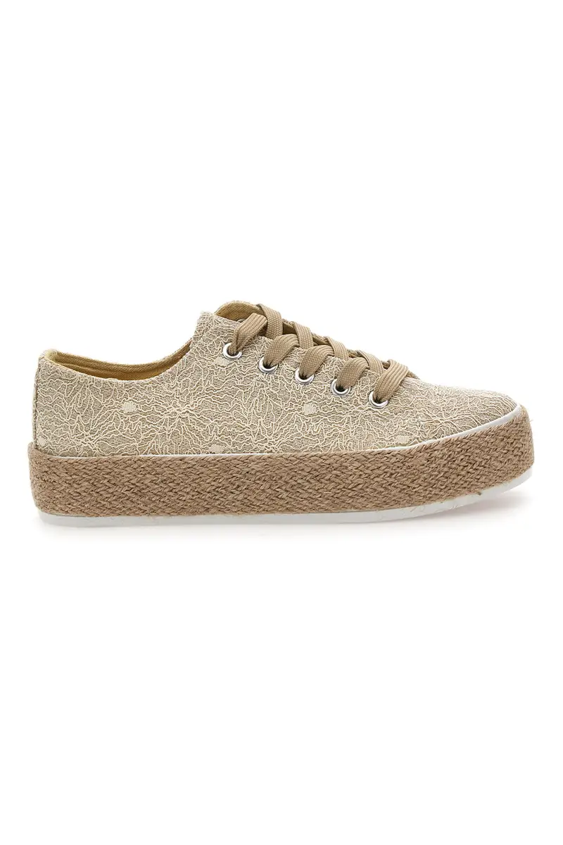 Sneakers beige in crochet con suola in corda Energy E127