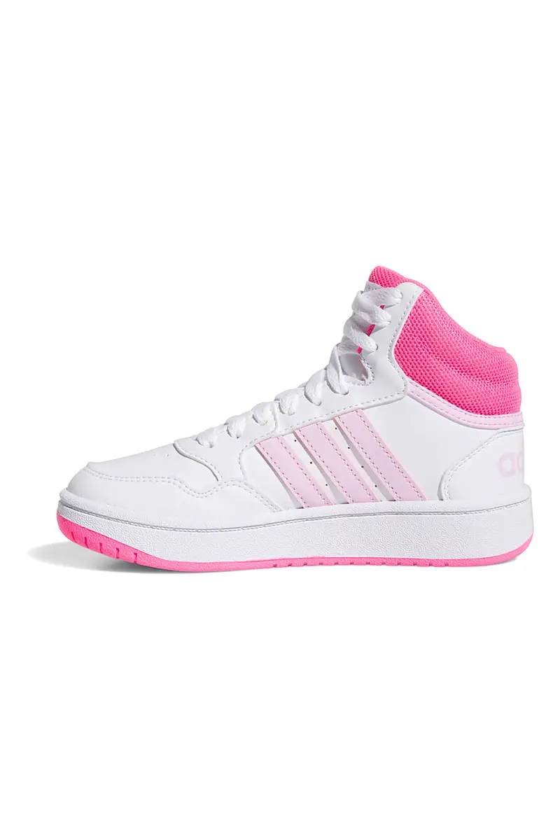 Sneakers bianca e rosa con lacci Adidas Hoops 3.0 mid K miniatura 2