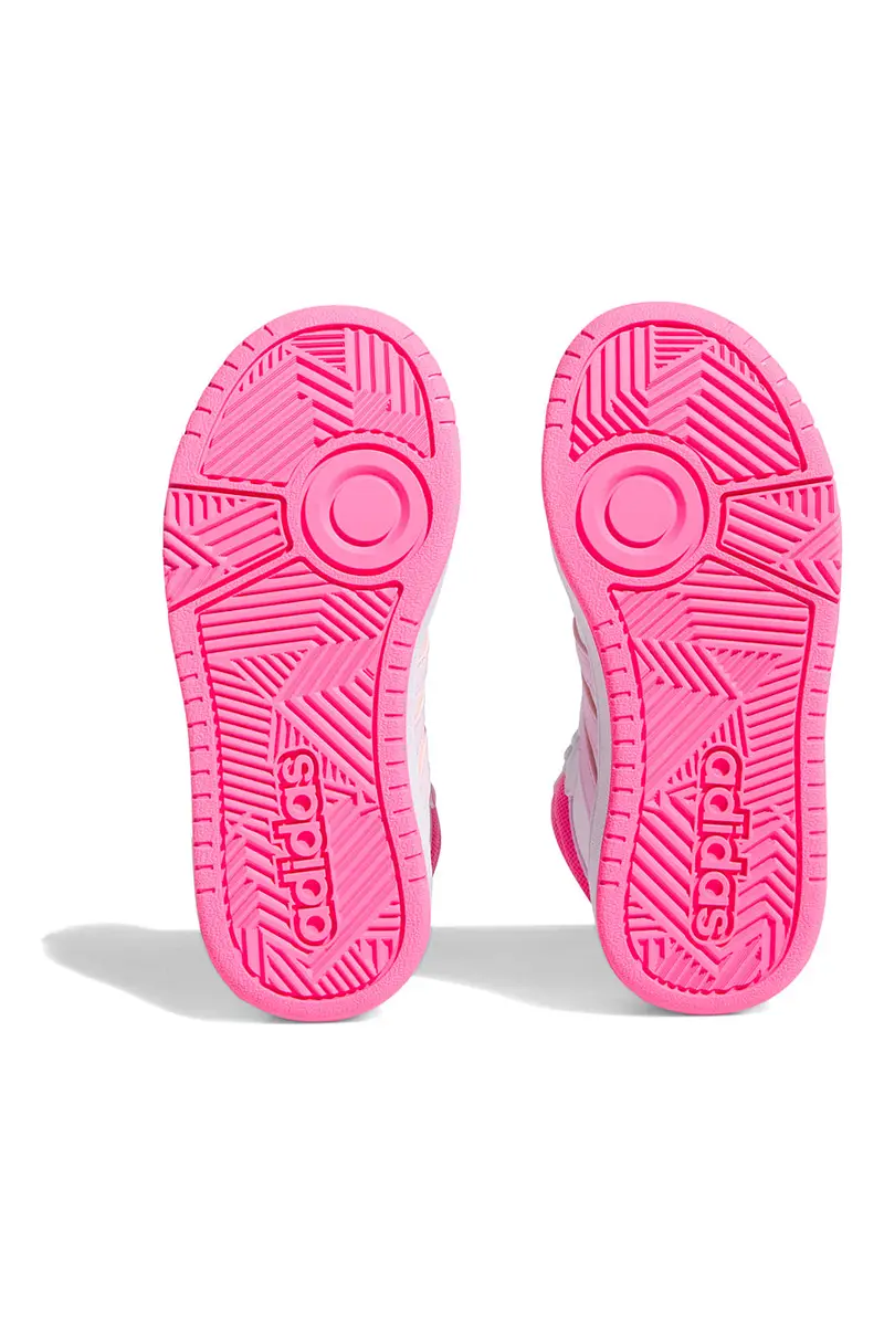 Sneakers bianca e rosa con lacci Adidas Hoops 3.0 mid K miniatura 3