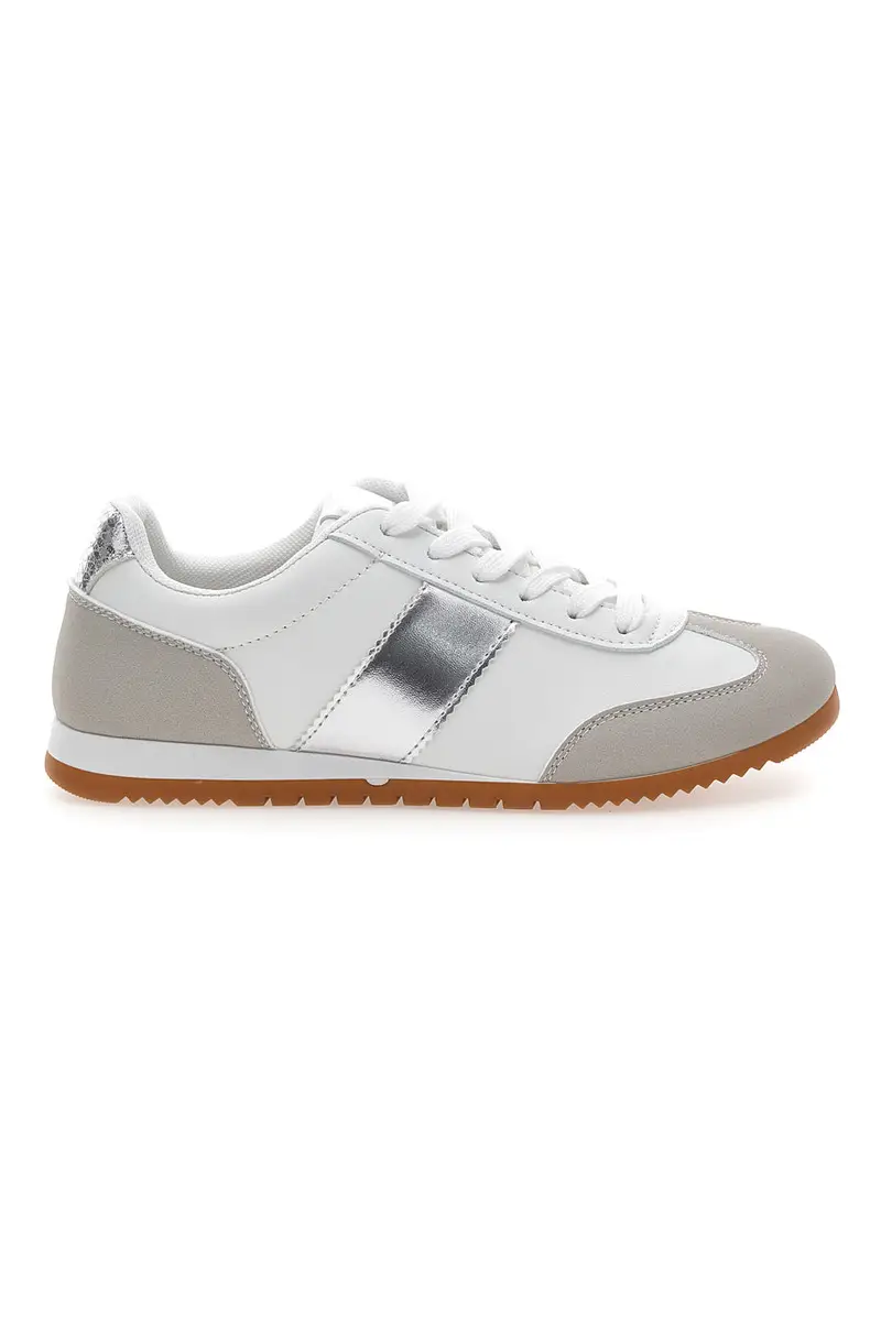 Sneakers Bianche con Banda Laterale Argento TALEMI 24250